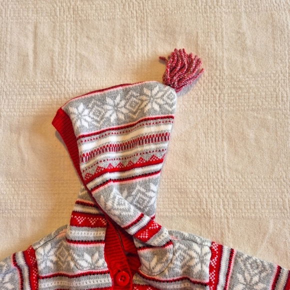 Gymboree girls size 3-6 months button up fair isle hooded cardigan VGUC - Picture 5 of 6